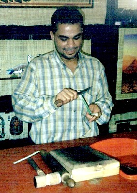 Making sheets from papyrus, Cairo, Egypt