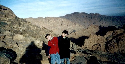 Looking west from the top of Mount Sinai (or, Mt. Horeb, the traditional place where Moses received the Ten Commandments). In 1 K 19:8, Elijah journeyed there when he was running from Jezebel.
