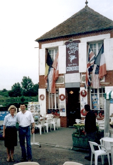Madame Gondree, who was just four years old when the British landed. She remembers that day. Her house, which is now this restaurant, is right next to the bridge.