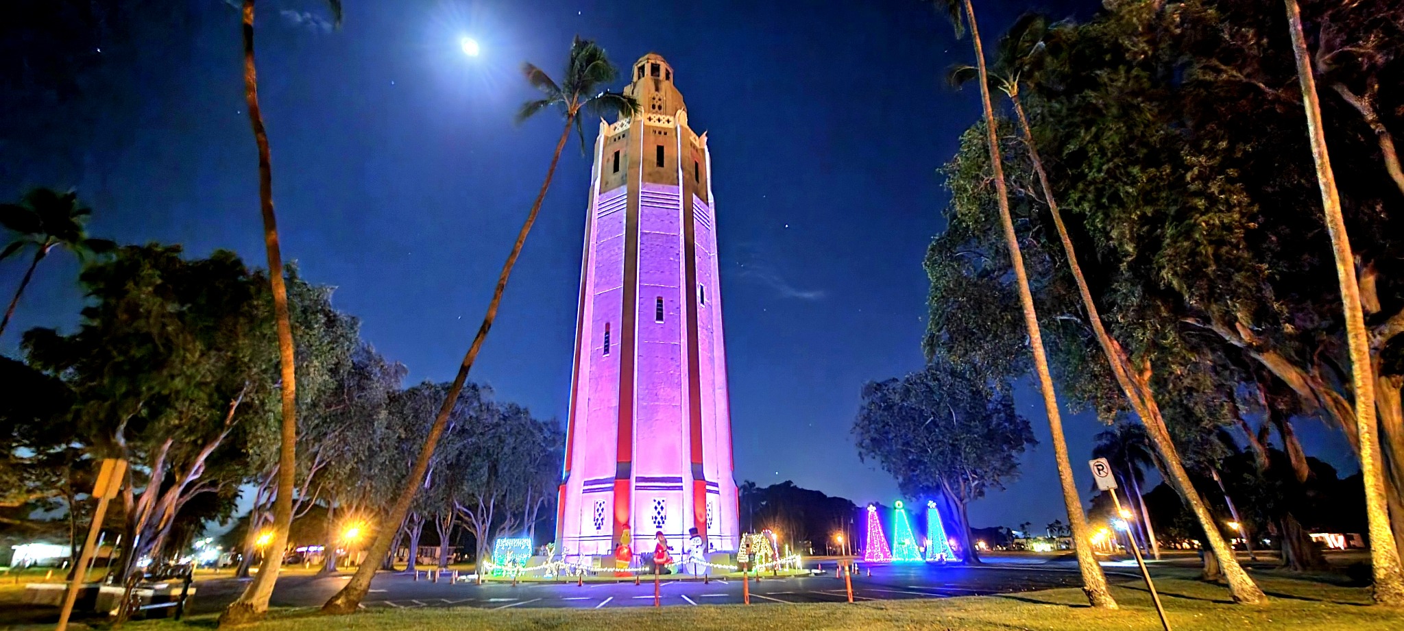 Freedom Tower, Pearl Harbor, during Christmas season, 20211217_202831