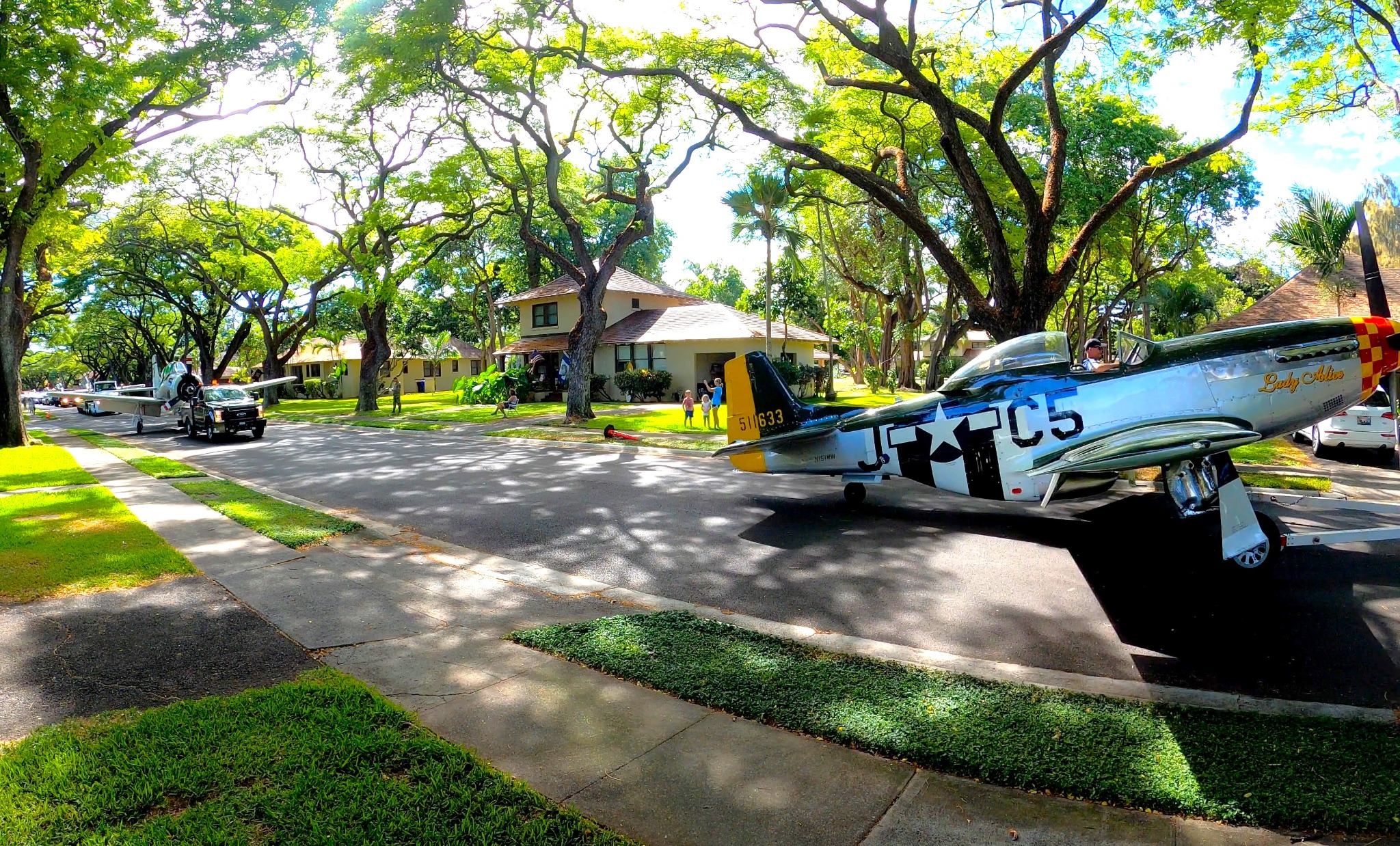 WW2 Planes rolling past my quarters on Beard Ave, Pearl Harbor, 9-3-20