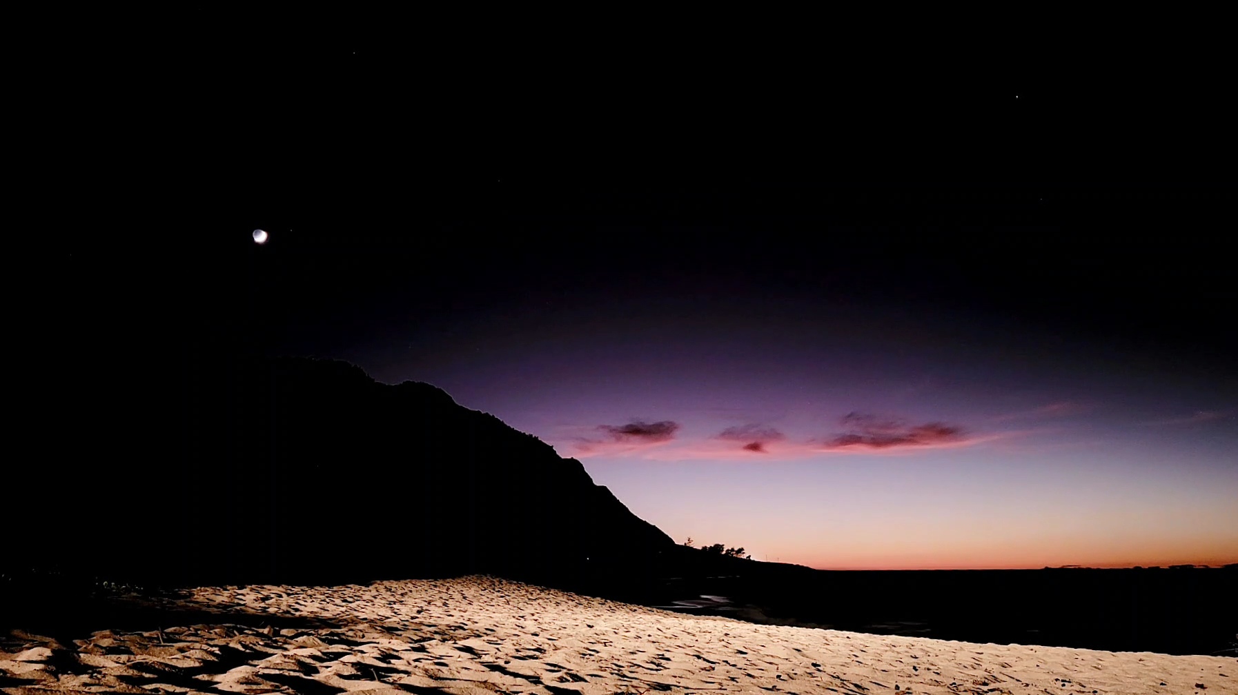 Sunset and Moonset, Kaena Point, Oahu, 9-28-22
